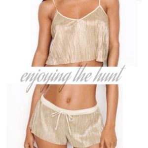 Victoria's Secret Gold Pleated Pajama ( 2 Piece)
